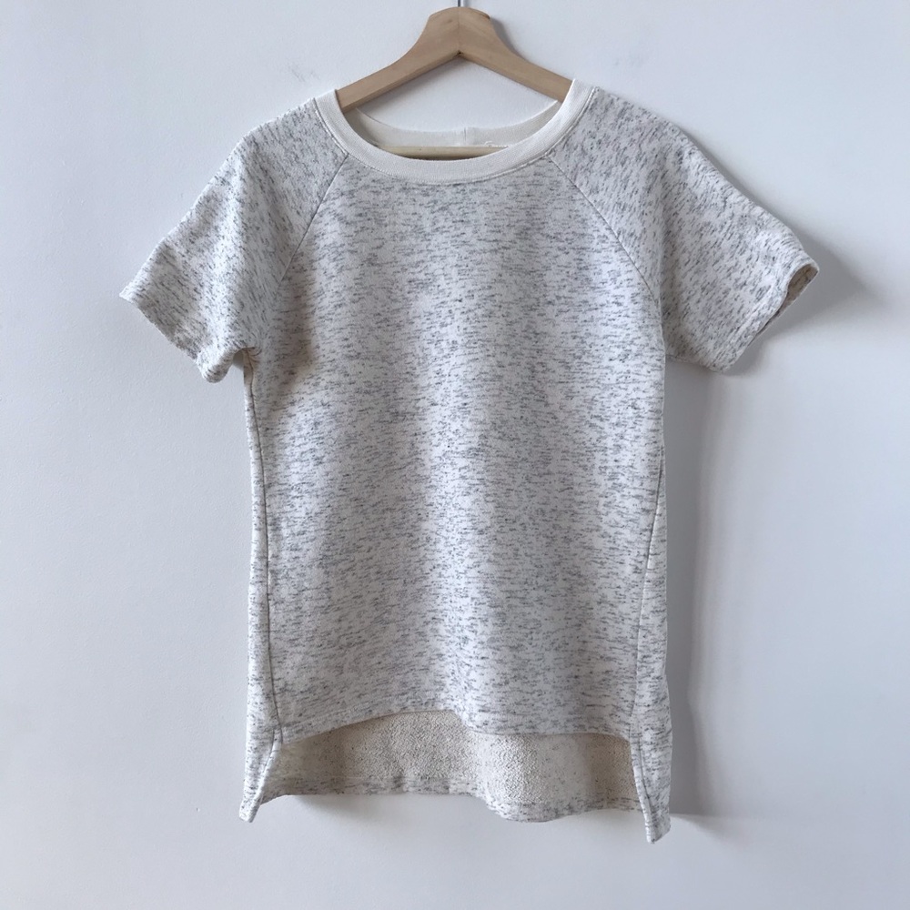 Monrow short sleeved oatmeal colour sweatshirt